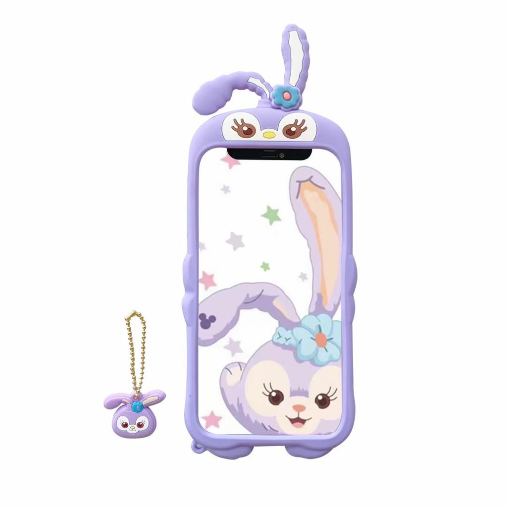 Ốp Điện Thoại Silicon Mềm Hình Thỏ 3D Màu Tím Chống Rơi Cho iphone 14 11 12 pro 14pro max 13 pro max 12 12 pro 12 promax