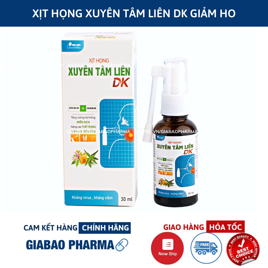 Xịt họng Xuyên Tâm Liên giảm ho, đau họng (Chai 30ml)