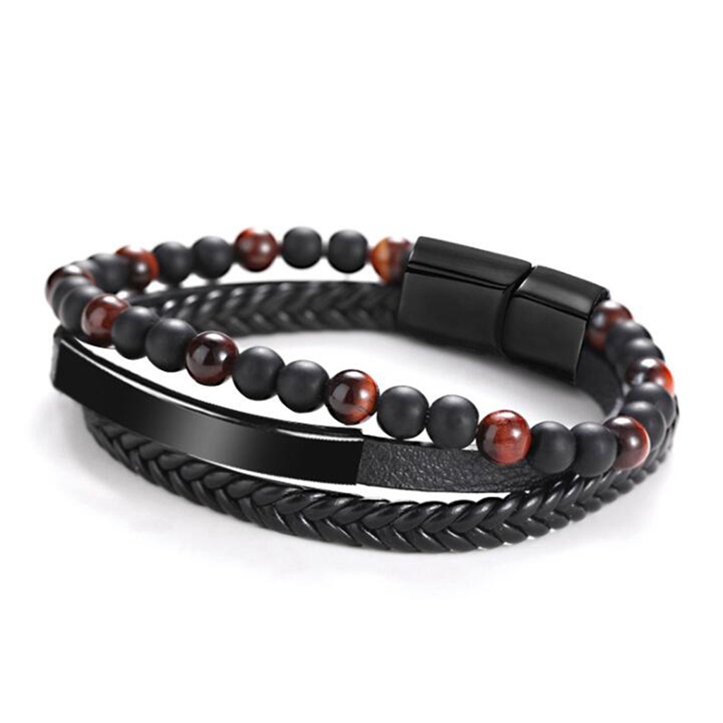 Vòng Tay 3 Lớp Phong Cách Vintage Cá Tính Dành Cho Nam