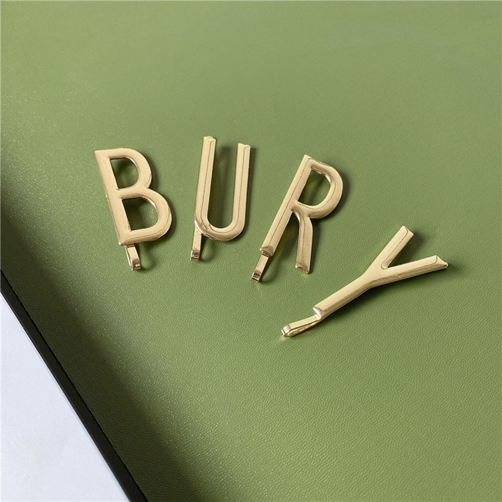 Bộ 4 kẹp tóc SKJK bằng kim loại hình chữ cái thiết kế rỗng thanh lịch phong cách Hàn Quốc cho nữ