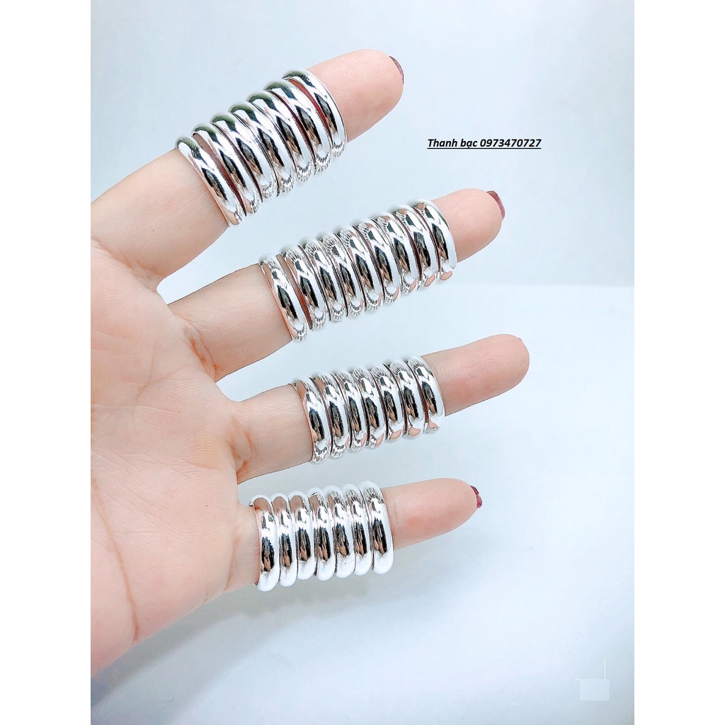 Nhẫn nữ - nhẫn tròn chuẩn bạc ta - nam nữ đeo đẹp - Thanh bạc