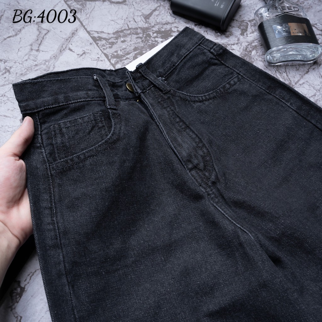 Quần Baggy Jean Nữ Suông Ống Rộng Lưng Siêu Cao Trơn Kiểu ULZZANG