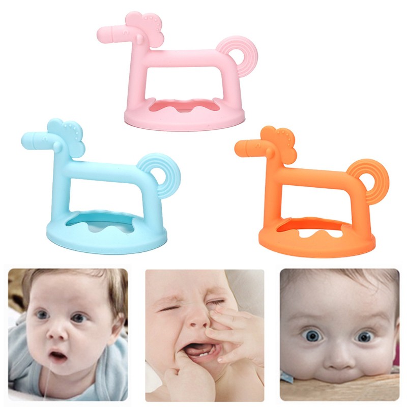 Đồ chơi nghiến răng hình ngựa 3d bằng silicon thích hợp cho trẻ đang mọc răng