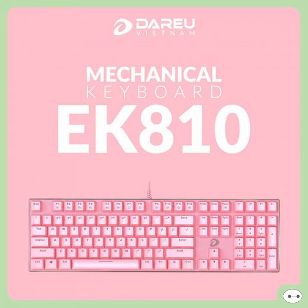 [Mã 33ELSALE hoàn 7% đơn 300K] Bàn phím cơ Gaming DAREU EK810 - Pink - Black (MULTI-LED, Blue/ Brown/ Red D switch)