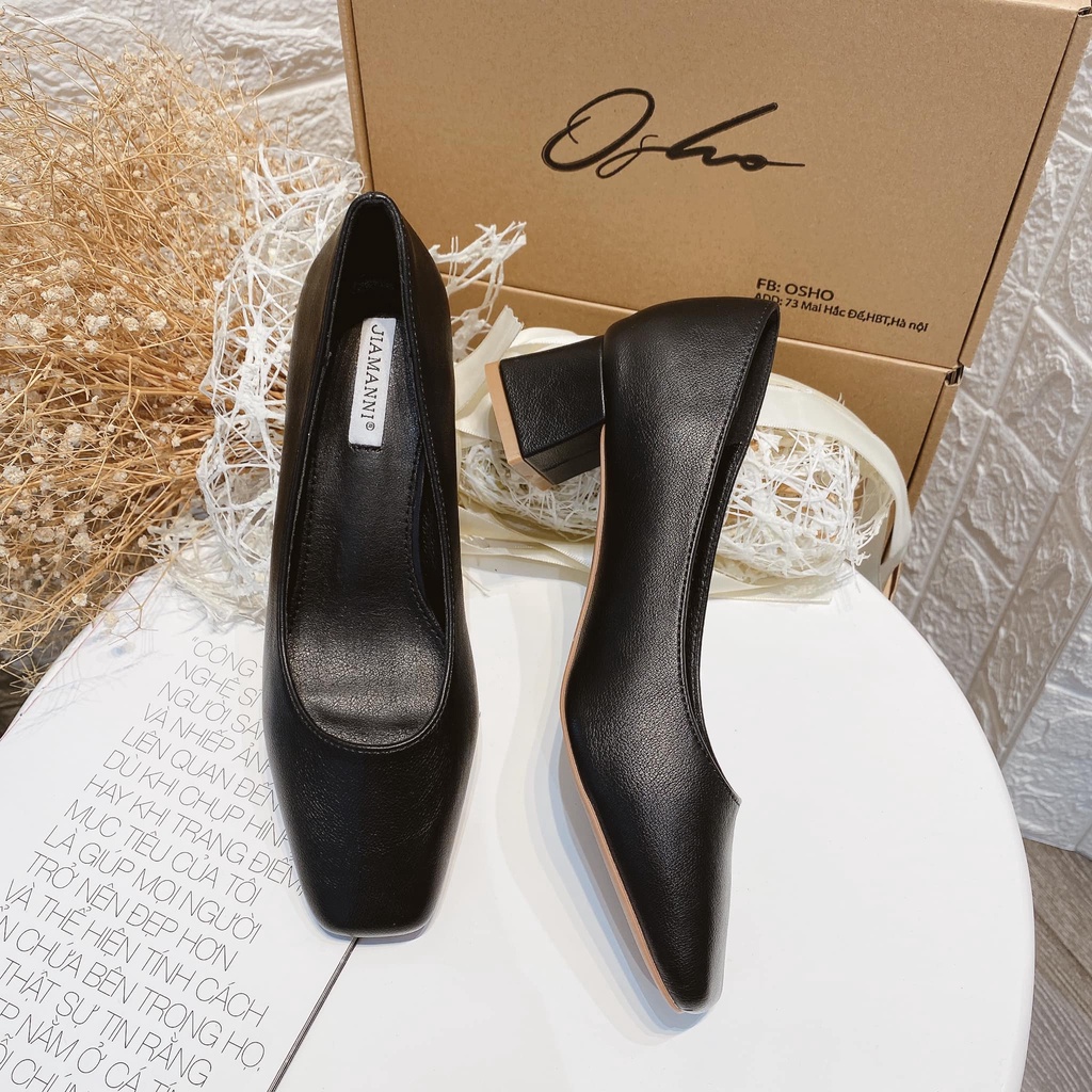 Giày cao gót công sở mũi vuông 5cm OSHO, chất da mềm cao cấp êm chân, phom chuẩn