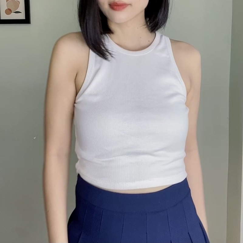 Áo ba lỗ croptop thun gân. Phông body dáng ôm trơn - Audrey Studio
