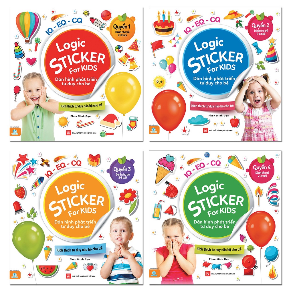 Sách - Combo 4 cuốn Logic Sticker For Kids - Dán Hình Phát Triển Tư Duy Cho Bé (dành cho bé từ 2-8 tuổi - ndbooks
