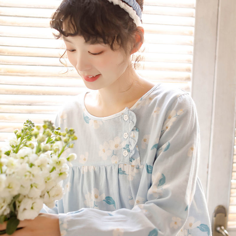 Bộ Đồ Pajamas Cotton Dài Tay Phong Cách Nhật Bản 2021 Cho Nữ