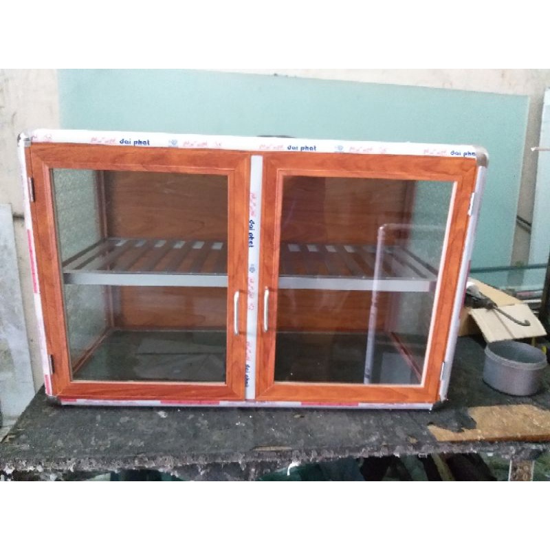 Tủ nhôm kính chén bát loại treo tường hoặc để mặt bếp