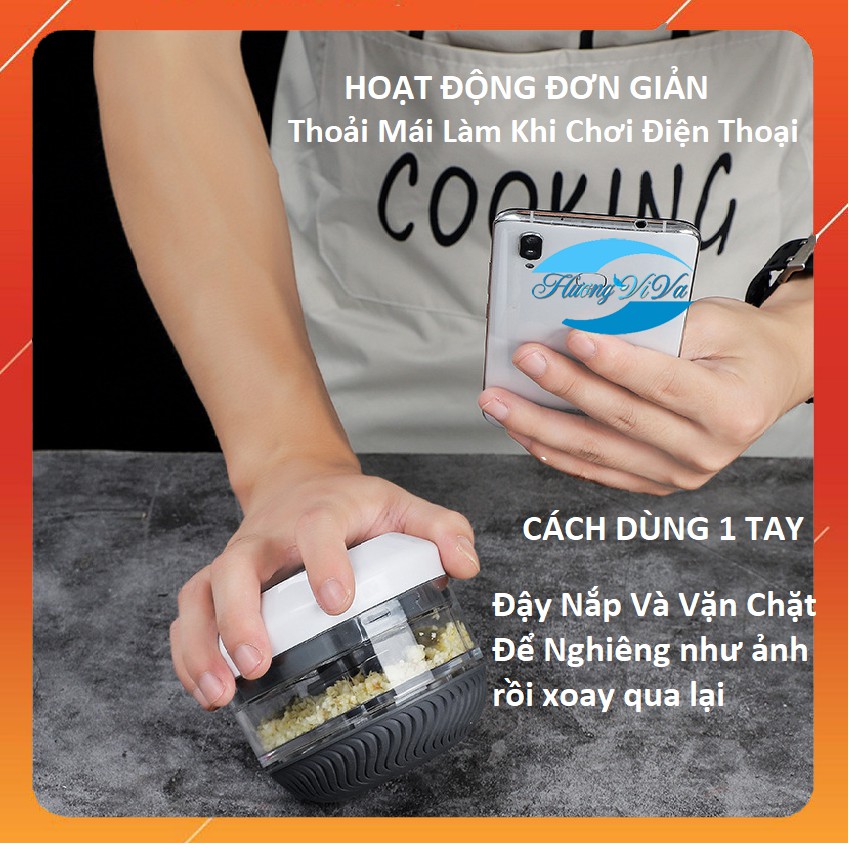 Máy xay tỏi ớt bằng tay mini dạng xoay không dùng dây rất bền,dụng cụ xay tỏi ớt,hành,gừng,các loạị hạt gia vị nhà bếp