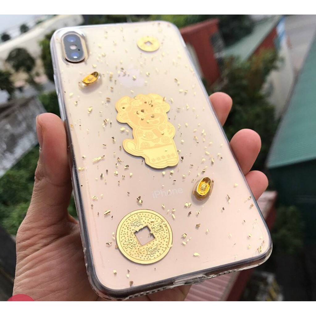 Ốp lưng trong suốt kết hợp mèo thần tài đồng vàng 2021 cho iphone 6,6s / 6,6S Plus / 7,8 / 7,8 Plus / X,XS / XR / XS Max