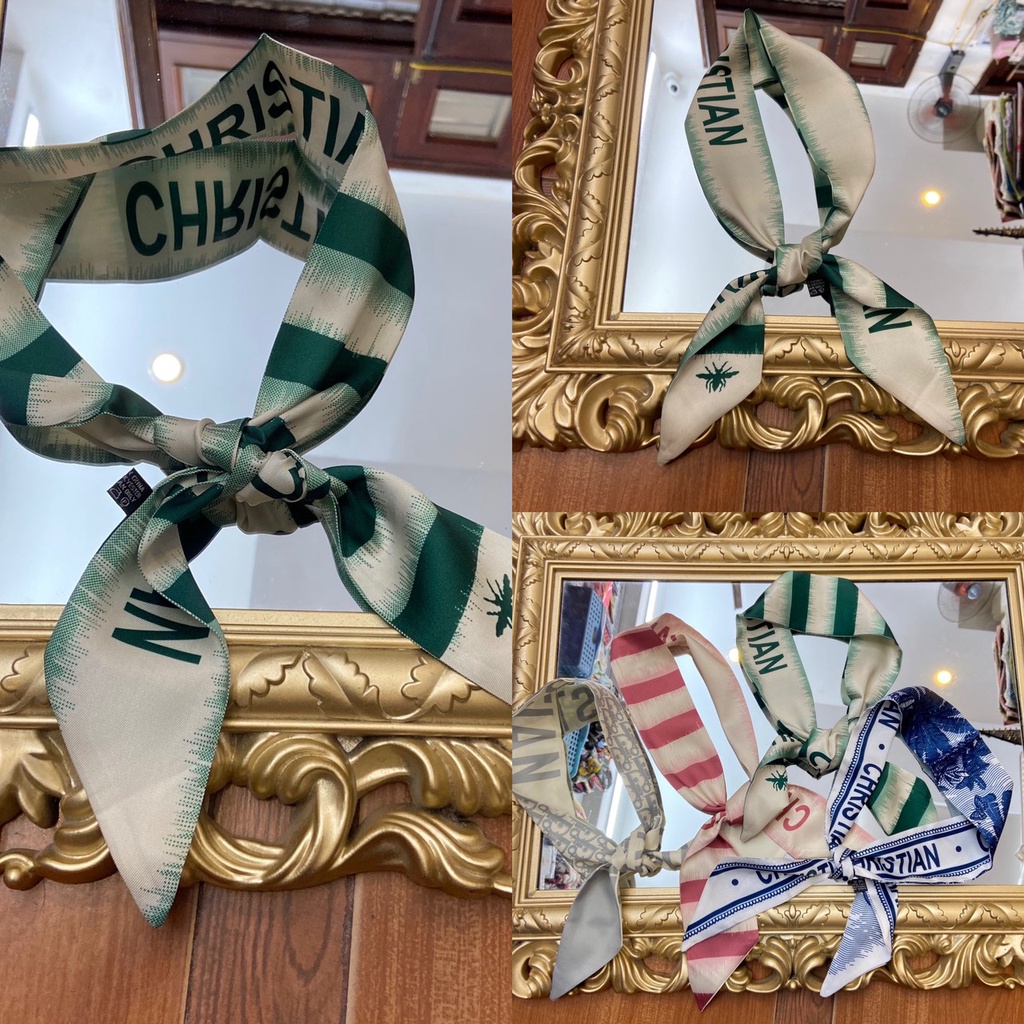 Khăn lụa vát dài 2 mặt họa tiết