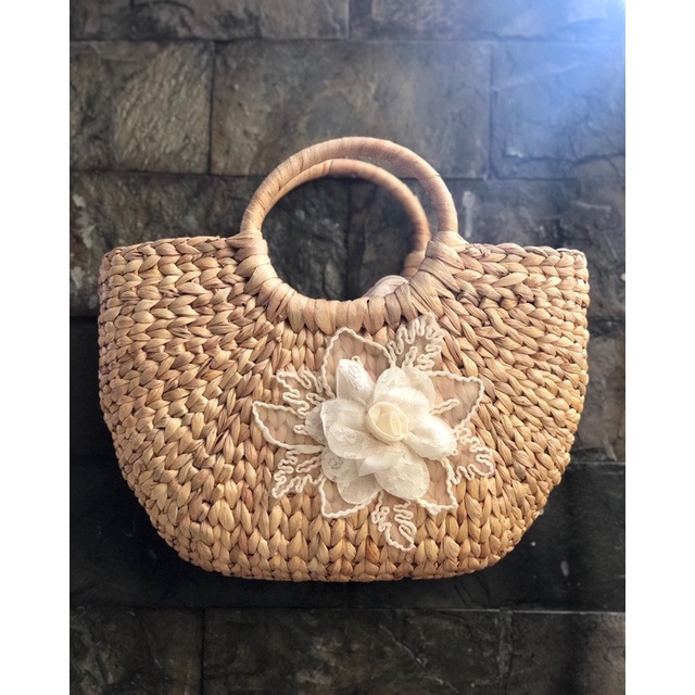 Túi cói đi biển, giỏ lục bình handmade