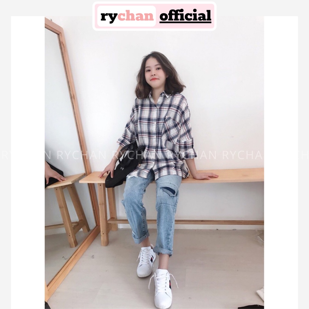 SM594 - Áo Sơ Mi Oversize Sọc Caro Nhiều Màu Cá Tính