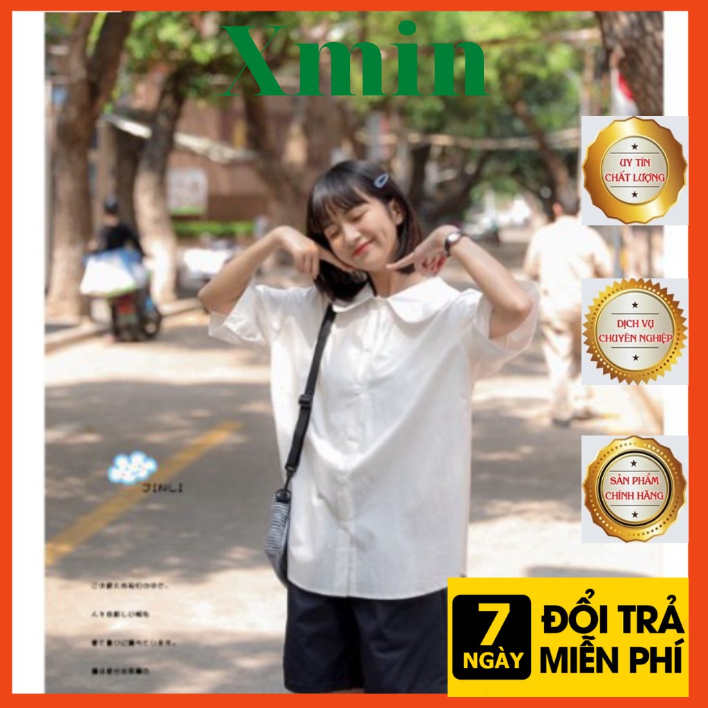 Áo kiểu hàn quốc A002, áo kiểu cổ sen nhỏ dáng babydoll trơn hai màu ngọt ngào xmin.fashion