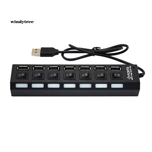 HUB chia 7 cổng USB 2.0 WDTE kèm công tắc ON/OFF cho Laptop PC