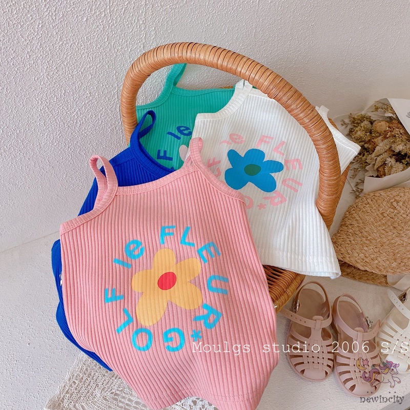 Áo Sát Nách In Hoa Cúc Thời Trang Hàn Quốc Đơn Giản Xinh Xắn Cho Bé Gái