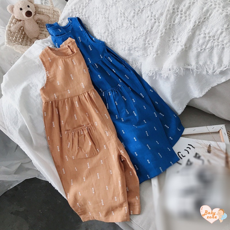 Bộ Áo Liền Quần Không Tay Thời Trang Cho Bé Gái