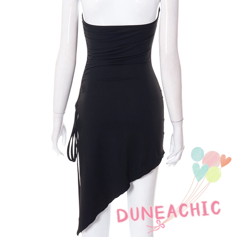 DUNEA Đầm không tay thiết kế xẻ tà phối dây rút quyến rũ cho nữ