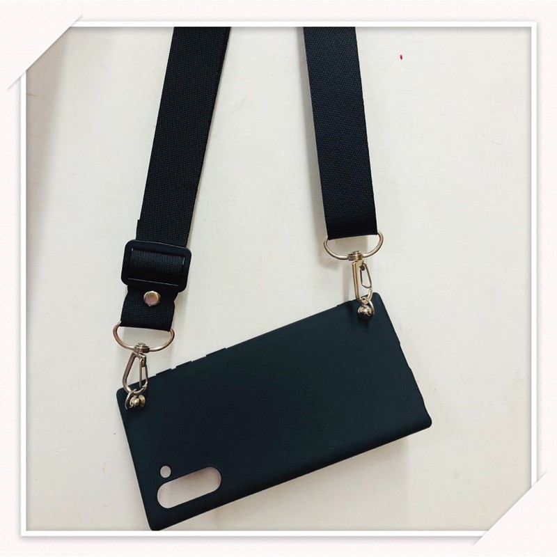 A51 A71 Ốp điện thoại dẻo màu đen trơn có dây đeo chéo cho SAMSUNG S20 S8 S9+ S10 S10 LITE NOTE 5 NOTE 8 NOTE 9/ 10PLUS J6PLUS S21 S20FE
