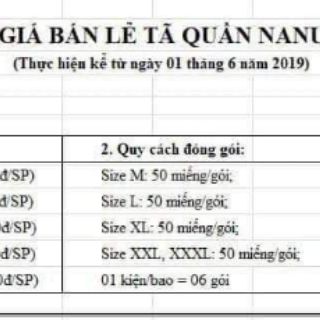Bỉm quần Nanu Baby size M50/ L50/ XL50 /freeship đơn 99k)