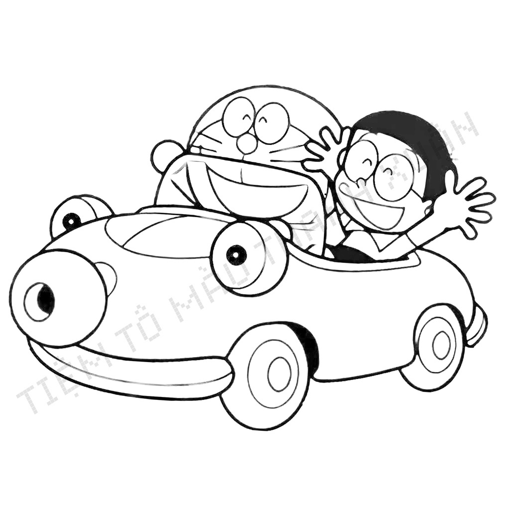 Set 10 Tờ Tranh Tô Màu Doraemon Tô Màu Sáp, Màu Chì - Tiệm Tô Màu Thanh Xuân