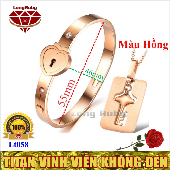 BỘ TRANG SỨC TITAN VÒNG TAY Ổ KHÓA, DÂY CHUYỀN CHÌA KHÓA màu TRẮNG, VÀNG, HỒNG