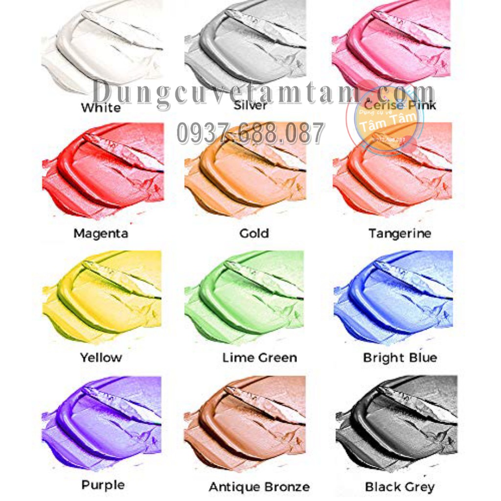 [ TÂM TÂM ]-Màu Acrylic METALLIC và Acrylic FLUORO Mont Marte 50ml