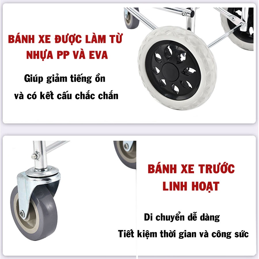 Xe Đẩy Đi Chợ, Xe Kéo Đi Chợ Có Giỏ Hàng Siêu Đẹp Siêu Bền-Black XKD03
