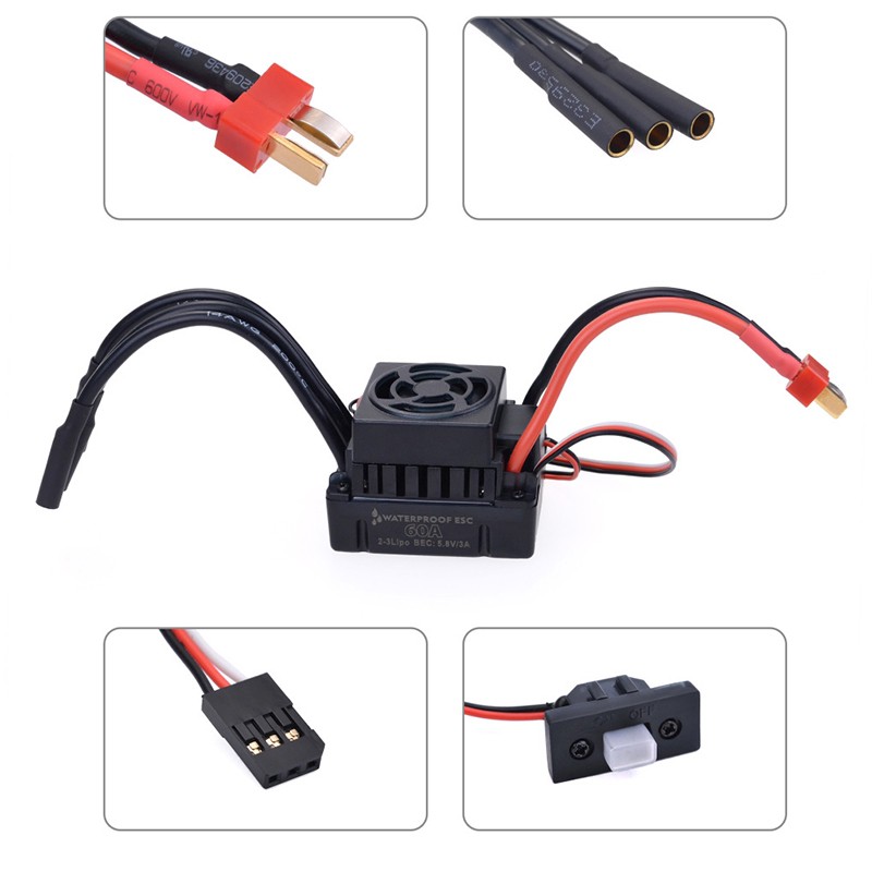 Động cơ không chổi than 60a ESC + 2300kv / 3100kv / 3900kv cho xe hơi điều khiển từ xa