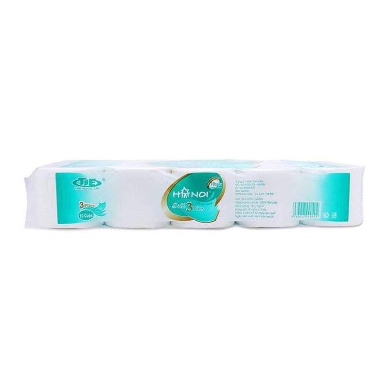 Combo 2 Bịch Giấy Vệ Sinh Hà Nội Dây 10 Cuộn 1 bịch 3 Lớp Không Lõi