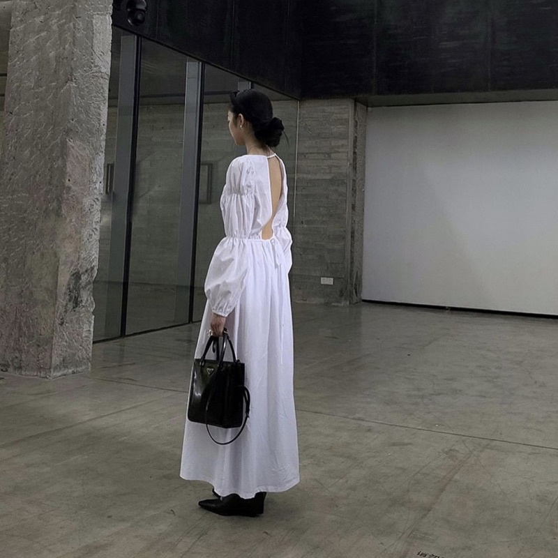 𝐦𝐢𝐫.𝐛𝐲𝐡𝐢: Mango Dress - đầm hở lưng tay nhún phồng