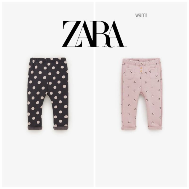 Quần nỉ lót lông Zara xuất dư siêu ấm cho bé gái 6m-5Y