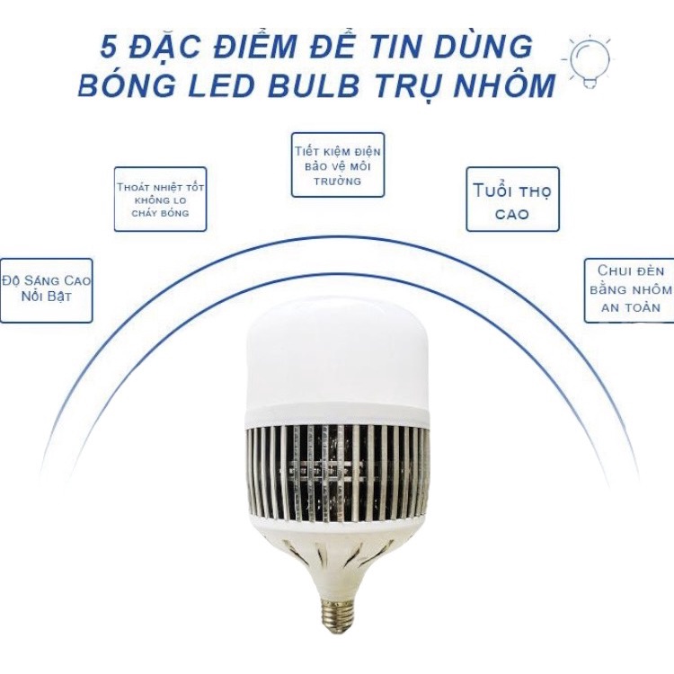 Bóng Đèn Led Bulb Siêu Sáng Hình Trụ 50W,80W,100W,150W Tản Nhiệt Nhôm Độ Bền Cao