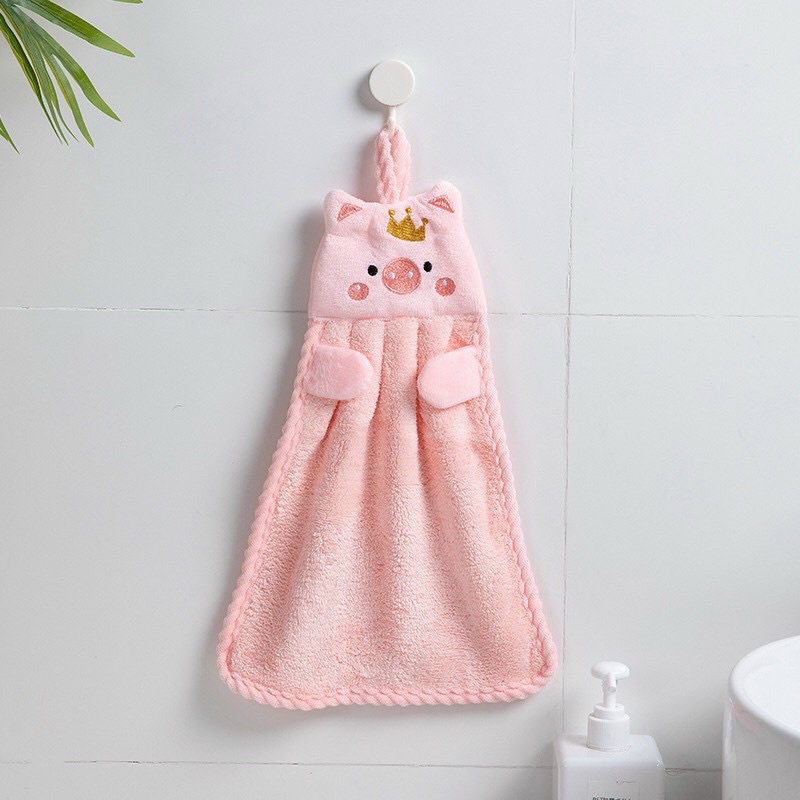 Khăn lau tay nhà bếp dễ thương có móc treo cao cấp cotton siêu mềm mại an toàn với da tay siêu thấm hút