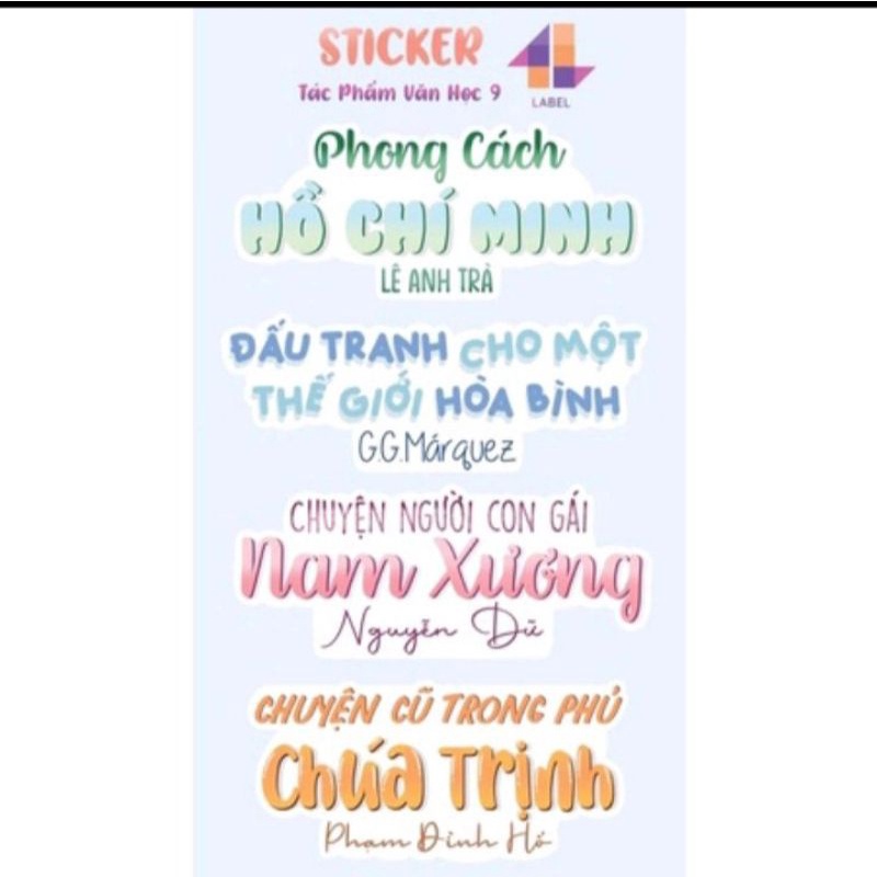 Sticker văn học lớp 9( cả năm)