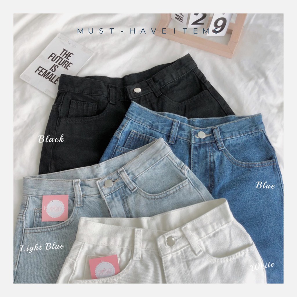 Quần short jeans lưng cao Pumi