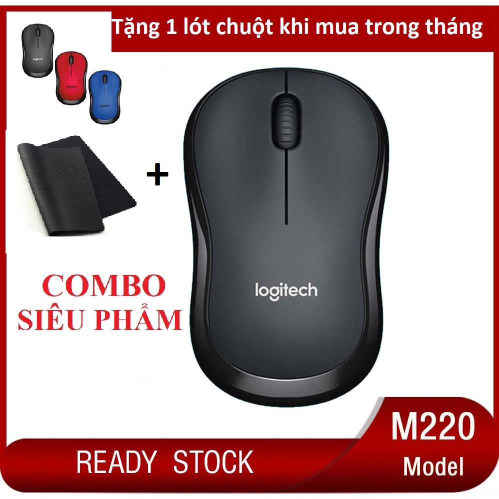 [ TẶNG 1 LÓT CHUỘT ] Chuột Không Dây M220 không tiếng ồn-Siêu gọn nhẹ- Thích hợp dùng cho văn phòng