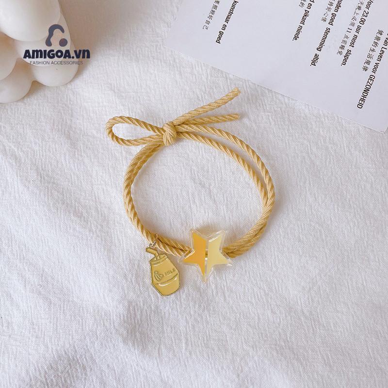 ✨✨Dây Cột Tóc Co Giãn Phối Dây Xích Họa Tiết Ngôi Sao/Cầu Vồng Hoạt Hình Đáng Yêu