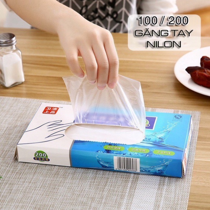 Hộp 200 Găng Tay Xốp - Găng Tay nilon - Bao Tay Nilon Dùng 1 Lần, Siêu Tiết Kiệm ! (sỉ lẻ)