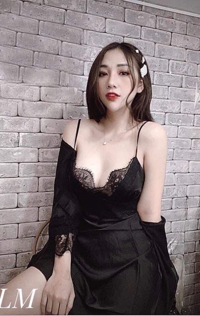 Sét váy ngủ kèm choàng viền ren ngực | BigBuy360 - bigbuy360.vn