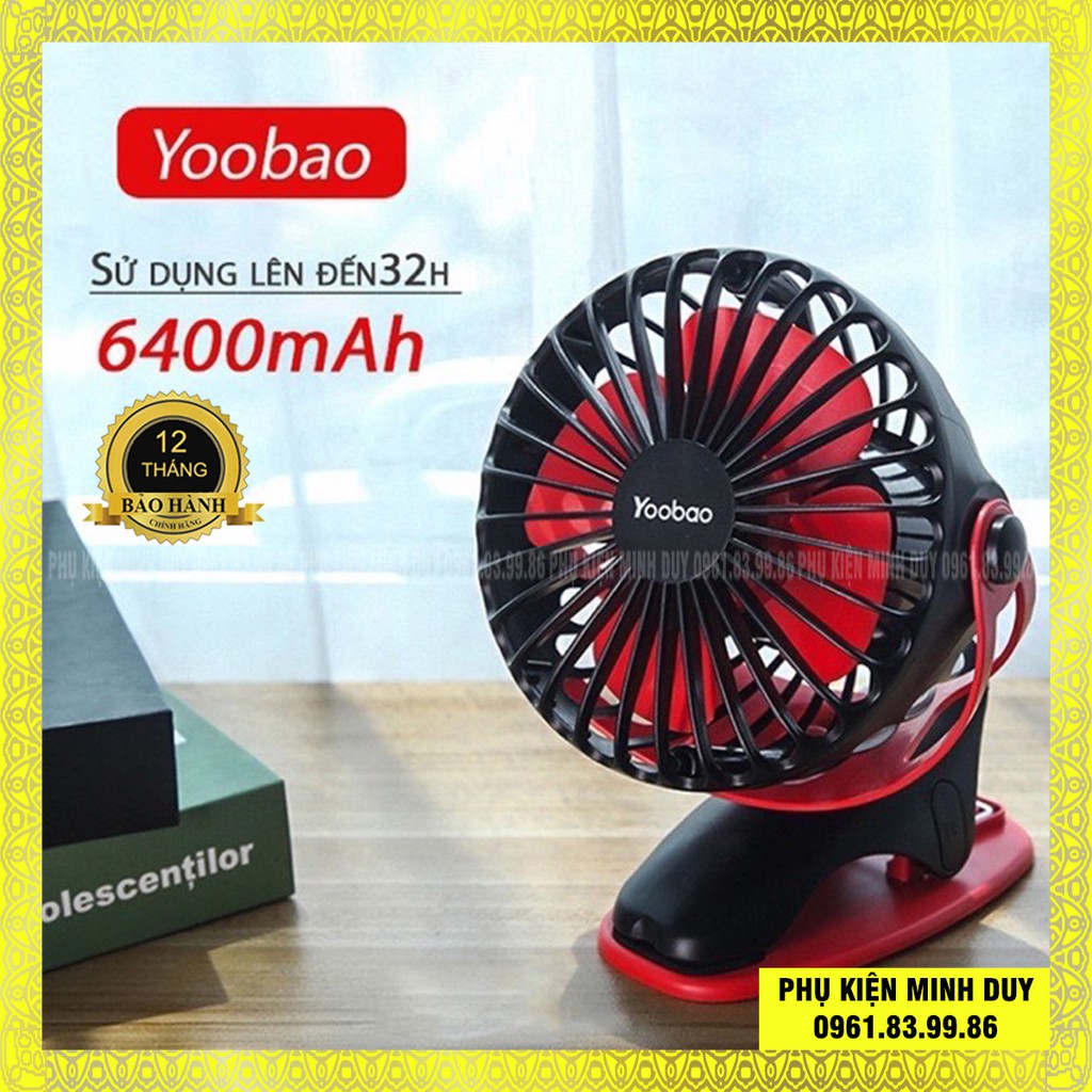 Quạt tích điện chính hãng Yoobao F04 6400mAh sử dụng liên tục lên tới 32h (Bảo hành 12 tháng) ❤