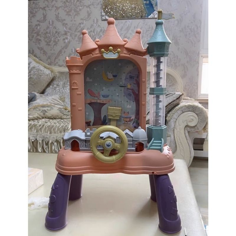 Đồ chơi bắt hạt đậu hình lâu đài kèm vô lăng ô tô chuyển động có đèn có nhạc cho bé