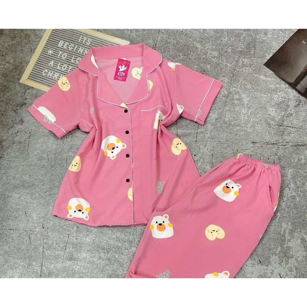 Combo 2 bộ Pijama nữ lững cộc tay chất lạu hàn siêu đẹp, mát min freesize 40-60kg ( nhiều màu)