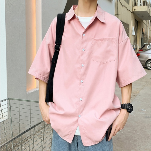 Áo Sơ Mi Nam Ngắn Tay Dáng Rộng áo sơ mi unisex Phong Cách Hàn Quốc áo sơ mi nữ Trẻ Trung sơ mi nữ form rộng thời trang áo sơ mi lụa nam