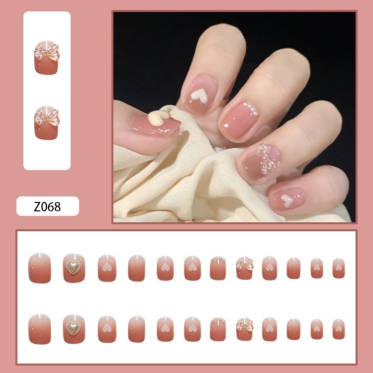 Móng tay giả đính đá Nail Box 24 móng giả kèm keo ( Mã Z )