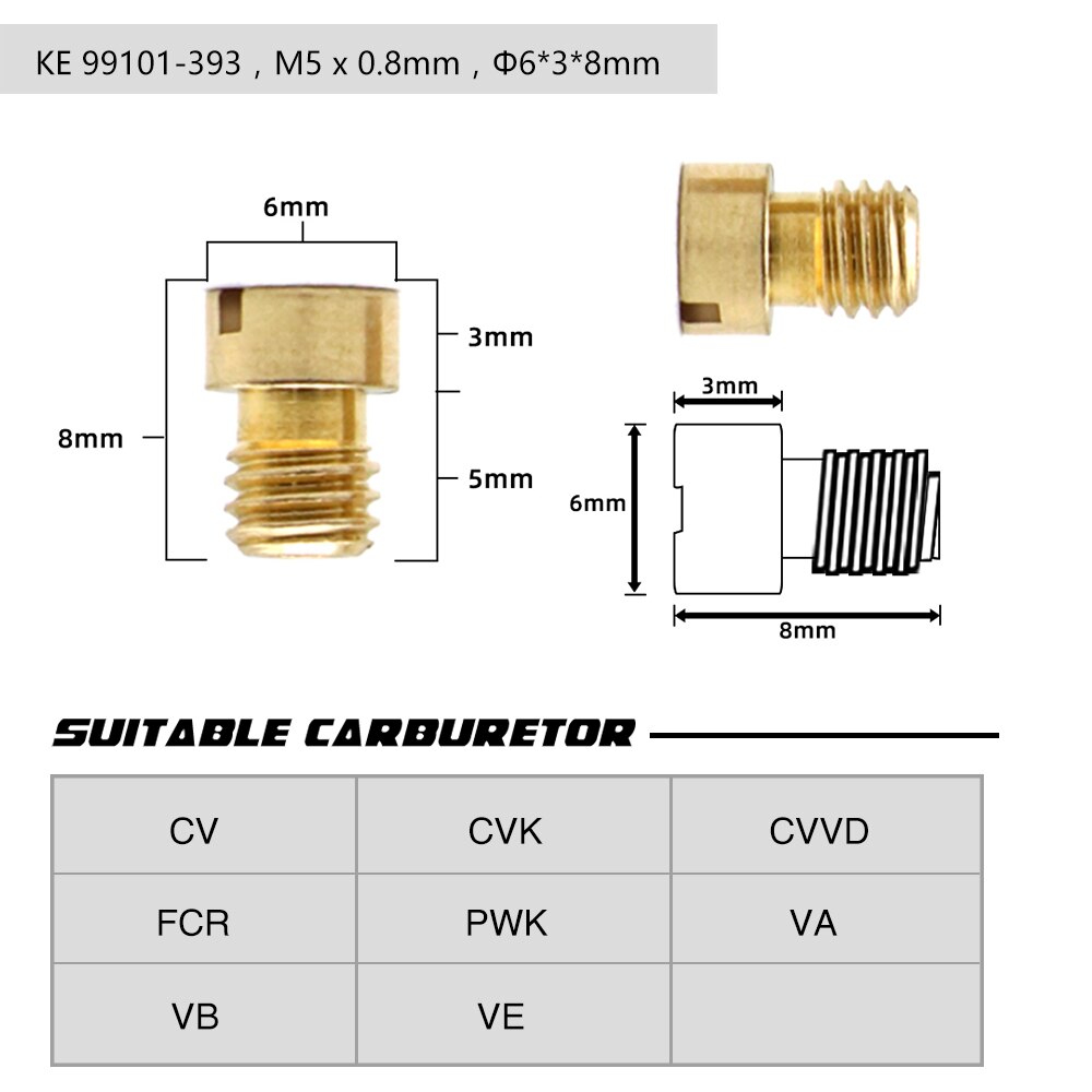 Set 10 Đầu Phun Chính Cho Bộ Chế Hòa Khí Xe Mô Tô Keihin FCR OKO KOSO PE PWK