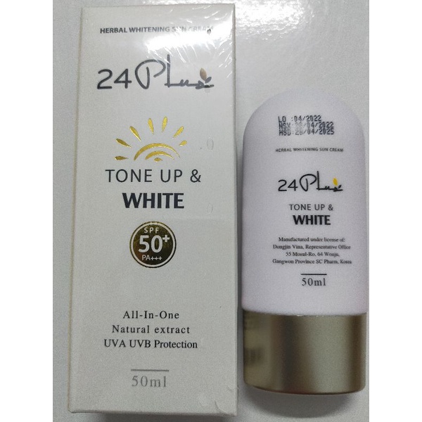24plus kem chống nắng tonne up white FPF50+ tuýp (50ml)