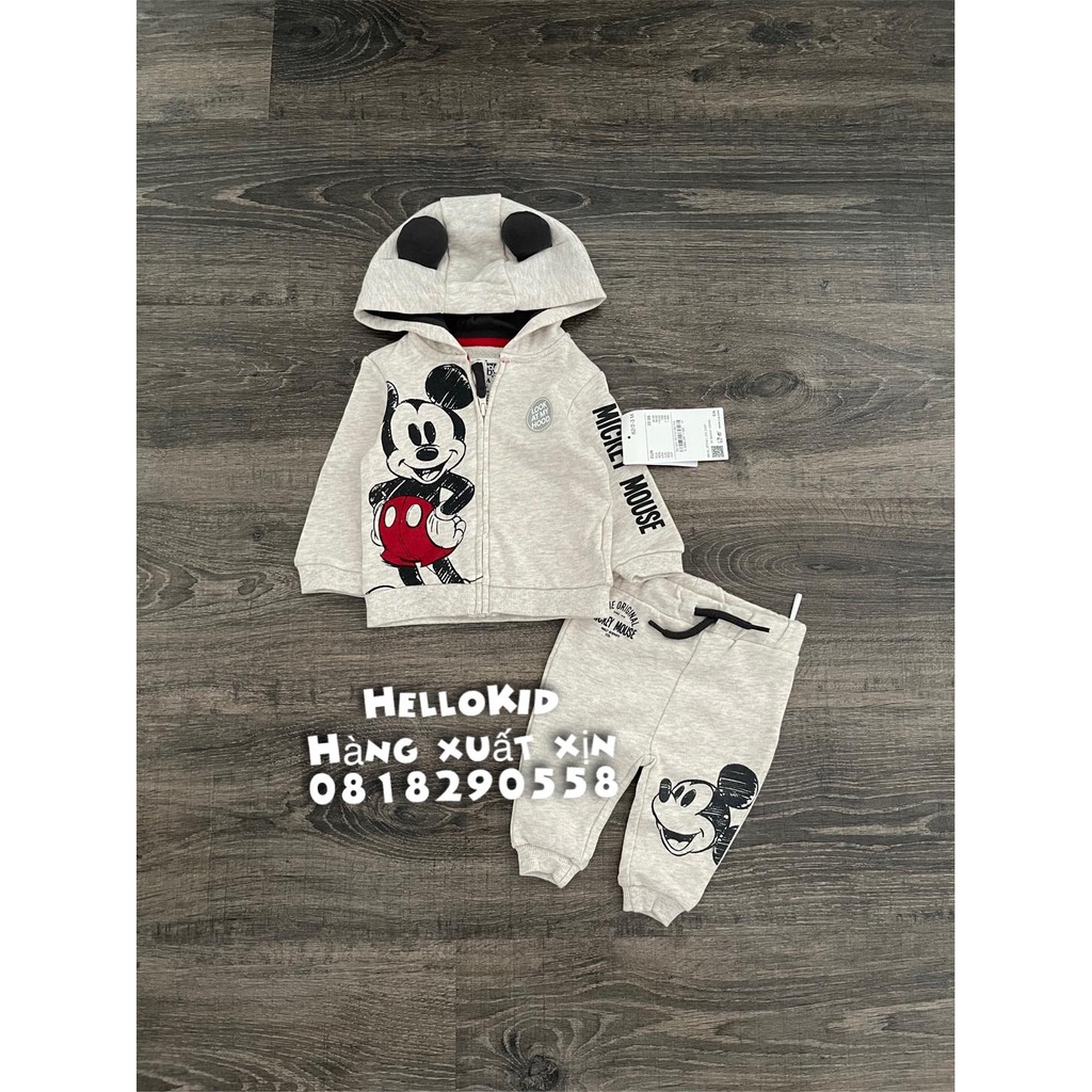 B413 - Bộ khoác nỉ da cá mickey nude bé trai &amp; bé gái