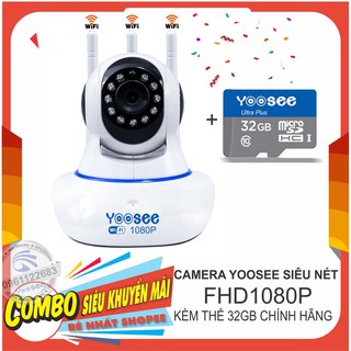 Camera ip yoosee 2.0 3râu - kèm thẻ nhớ 32g